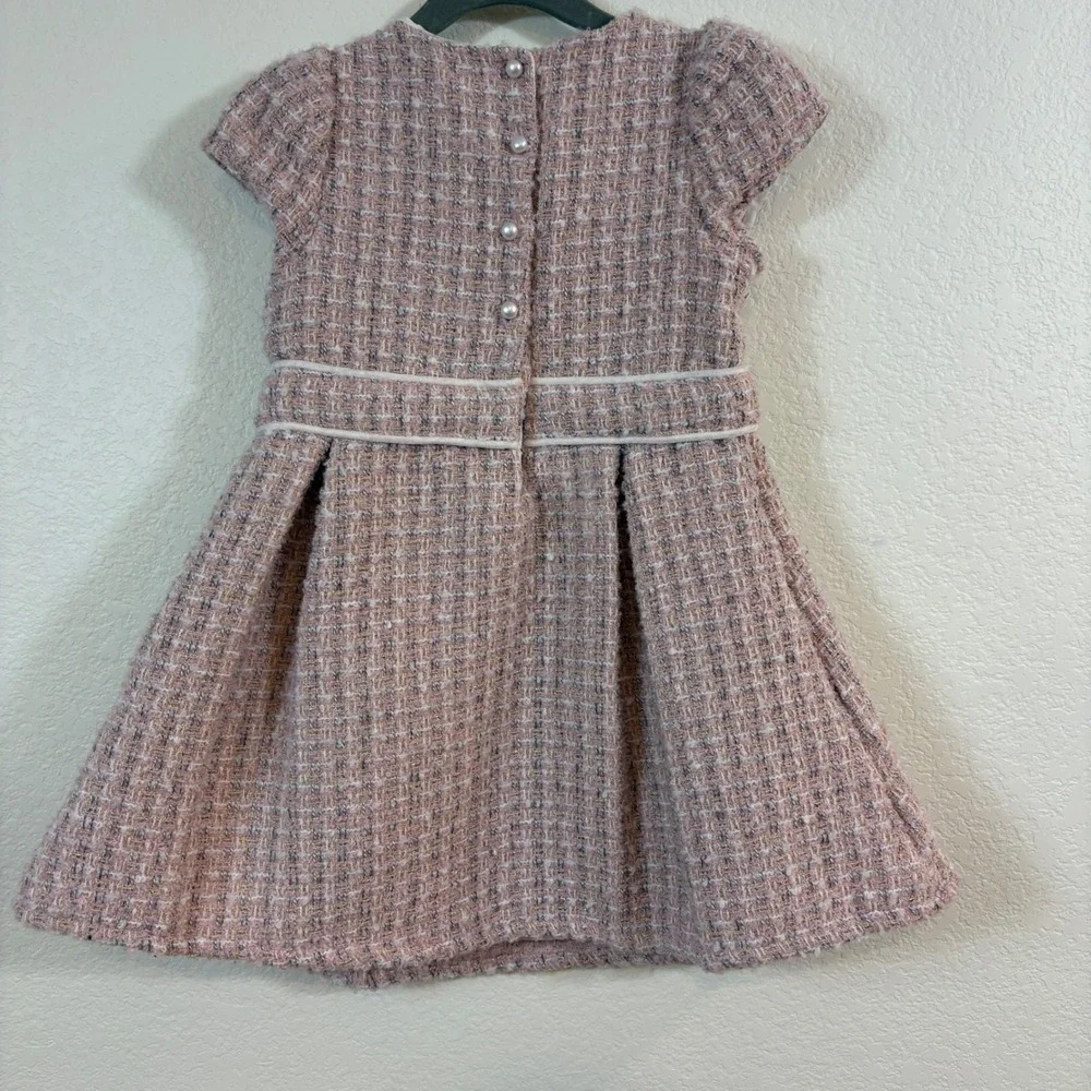 Rachel Zoe Tweed Dress Girls 4T Pink Pearl Accent Holiday Party Event Church